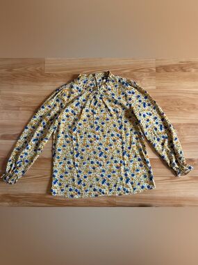 Women’s Yellow Floral BTFBM Long Sleeve Blouse Medium